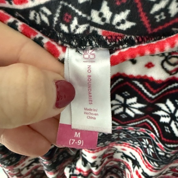 Christmas No Boundaries Soft Leggings Woman M Poly/Spandex Santa Red White Black - Picture 4 of 6